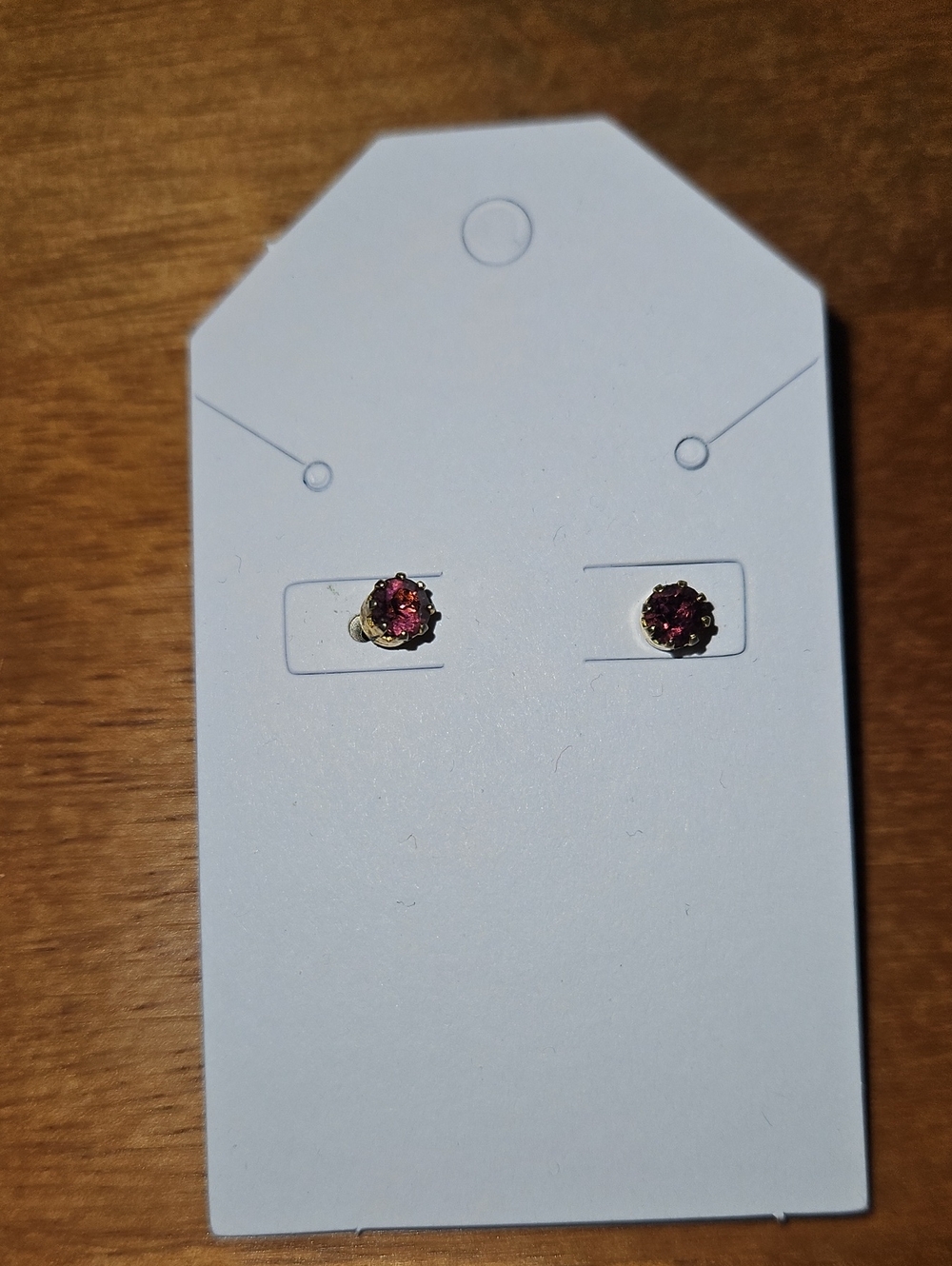 Gold-Trim Ametheyst Crystal Stud Earrings